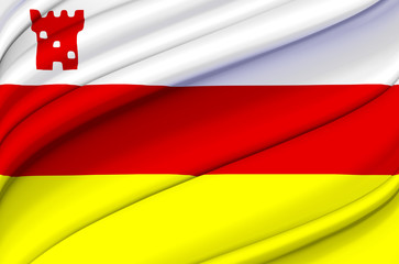 Santa Barbara California waving flag illustration.