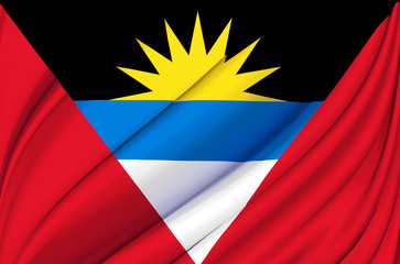 Antigua And Barbuda waving flag illustration.