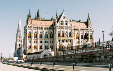 Obraz premium Old town in Europe at sunset with retro vintage style filter effect.