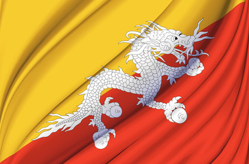 Bhutan waving flag illustration.