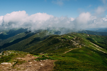 Fototapeta na wymiar Mountain hill path road panoramic landscape.