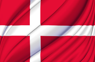 Fototapeta premium Denmark waving flag illustration.