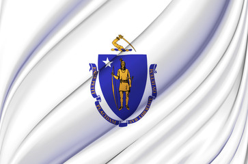 Massachusetts waving flag illustration.
