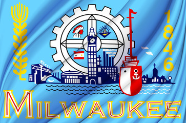 Milwaukee Wisconsin waving flag illustration.