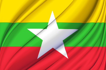 Myanmar waving flag illustration.