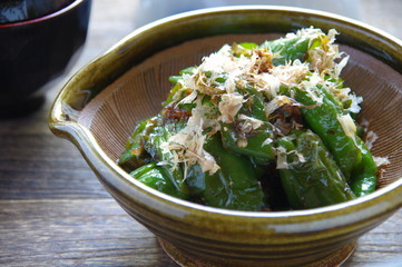 甘長トウガラシのおかか炒め　甘長トウガラシ　家庭料理