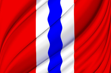 Omsk waving flag illustration.