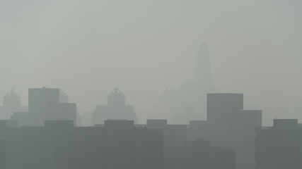 Severe haze city, located in Beijing, China