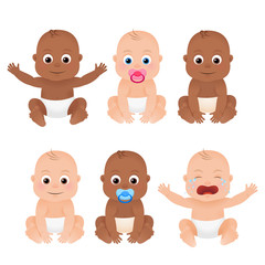 Set with cute little baby with different emotions 