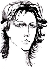 Fototapeta premium sketch with brush and ink portrait