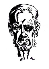sketch with brush and ink portrait