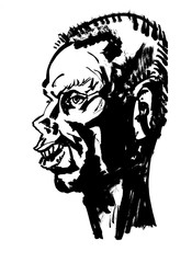 sketch with brush and ink portrait