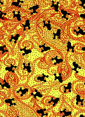 Paisley and dogs pattern