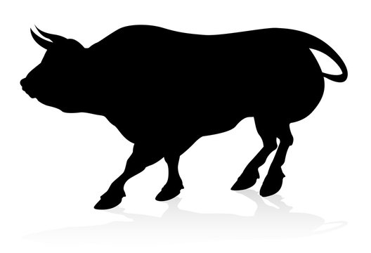 A high quality detailed bull male cow cattle animal silhouette