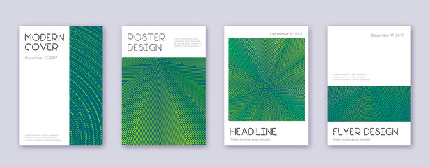 Minimal brochure design template set. Green abstra