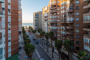 High rise balcoly view of the mediterrenian sea in Malaga, Spain.