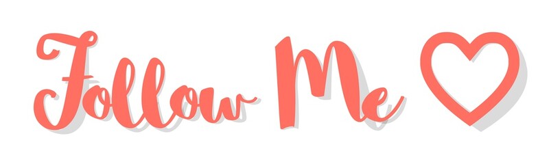 Follow Me Banner Coral color on a white background - obrazy, fototapety, plakaty