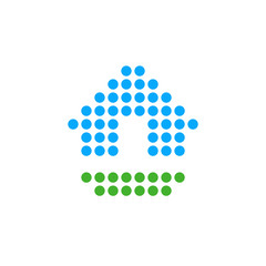 Dotted House, Home Icon Logo Design Element - Vector