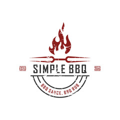 Vintage Retro Countryside BBQ Grill, Label Stamp Logo design vector