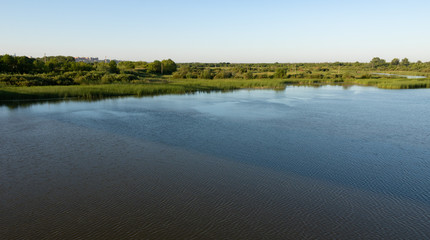 Ishim River. The nature of northern Kazakhstan. Sunrise.