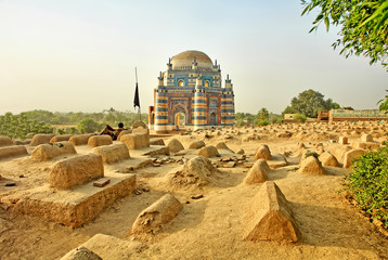 The Tomb of Bibi Jawindi  -  one of the five monuments in Uch Sharif, Punjab, Pakistan - obrazy, fototapety, plakaty