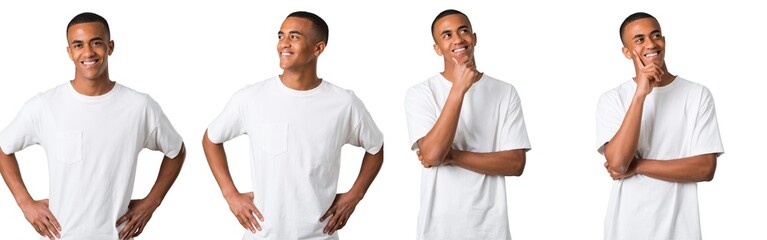 Set of handsome african american man