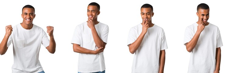 Set of handsome african american man