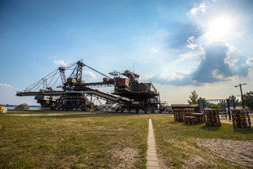 Fototapeta na wymiar Gigantic excavators in disused coal mine Ferropolis, Germany