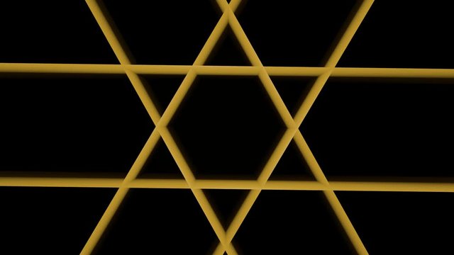 David star symbole, jewish religious symbole. Star of David is created by motion modification of sketched gold ornament. FullHD resolution