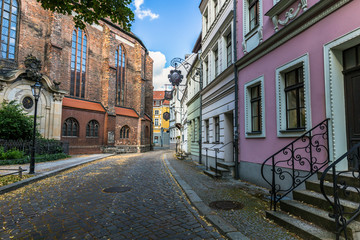 Fototapeta premium Street in Nikolaiviertel in Berlin Germany.