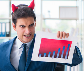 Devil angry businessman in the office