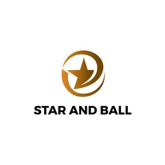 Obraz premium Golden star inside swirl circle globe logo design