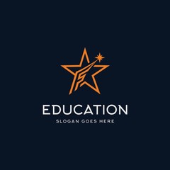 Obraz premium Initial letter F yellow star education logo design inspiration