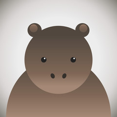 Hippopotamus Doodle animal face, cute animal face