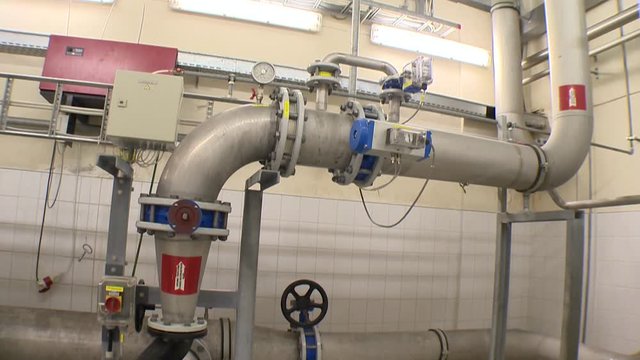 Bio gas production. Big reservoir for water treatment sludge storage and pipes