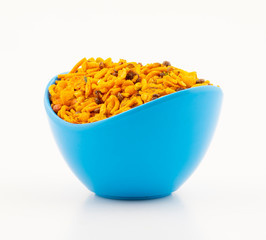Indian Traditional Namkeen Food on White Background