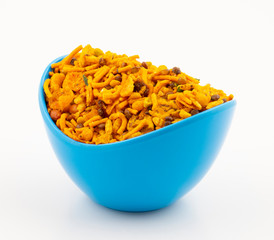 Indian Traditional Namkeen Food on White Background