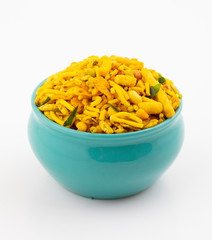 Indian Traditional Namkeen Food on White Background