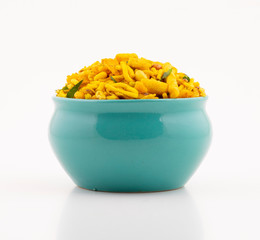 Indian Traditional Namkeen Food on White Background