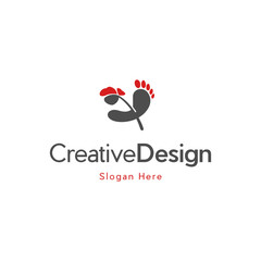 Foot print with flower icon. Bare foot print Black on white feet icon vector , stock vector illustration flat design style