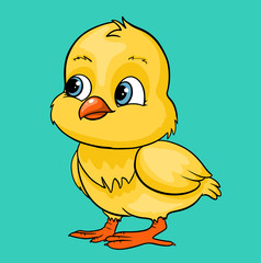 Cute cartoon farm animal chick vector illustration