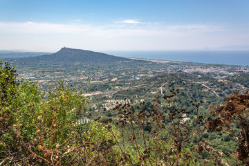 Views of the island of Rhodes from the height of Filerimos hill