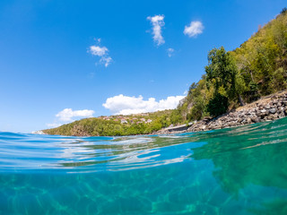 Blue sea in Guadeloupe
