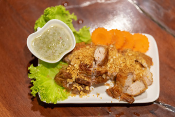 Fried Streaky Pork or Crispy Pork or Deep Fried Pork Belly with Garlic