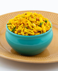 Indian Traditional Namkeen Food on White Background