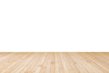 Wood floor texture in natural yellow cream brown color isolated on white wall background