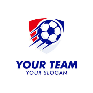soccer ball logo team with emblem logo template
