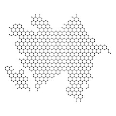 Azerbaijan map from abstract futuristic hexagonal shapes, lines, points black, in the form of honeycomb or molecular structure. Vector illustration.