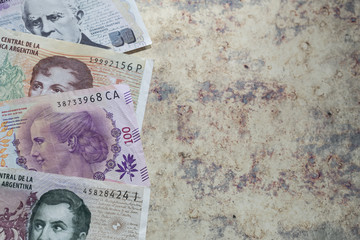 Argentinian peso, various banknotes. Empty place for text