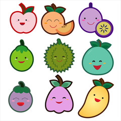 Cute fruit set on a white background